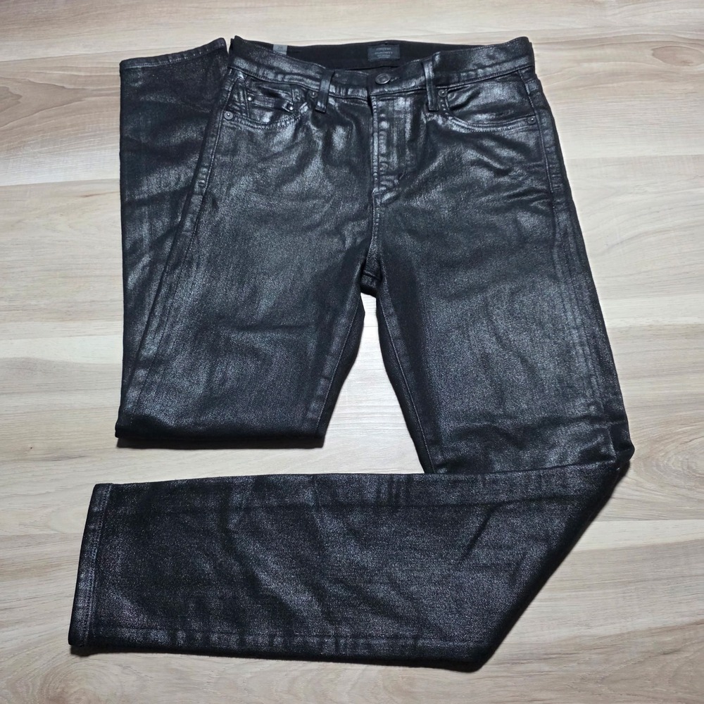 Citizens of Humanity Rocket Ankle Jeans Womens 26 Black Coated Metallic 1759-805